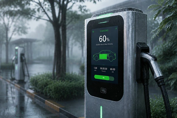Anti-fog glass for outdoor EV charging stations