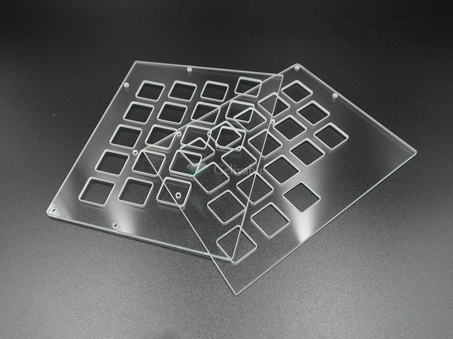 Custom glass holes slots cutouts and recessed machining