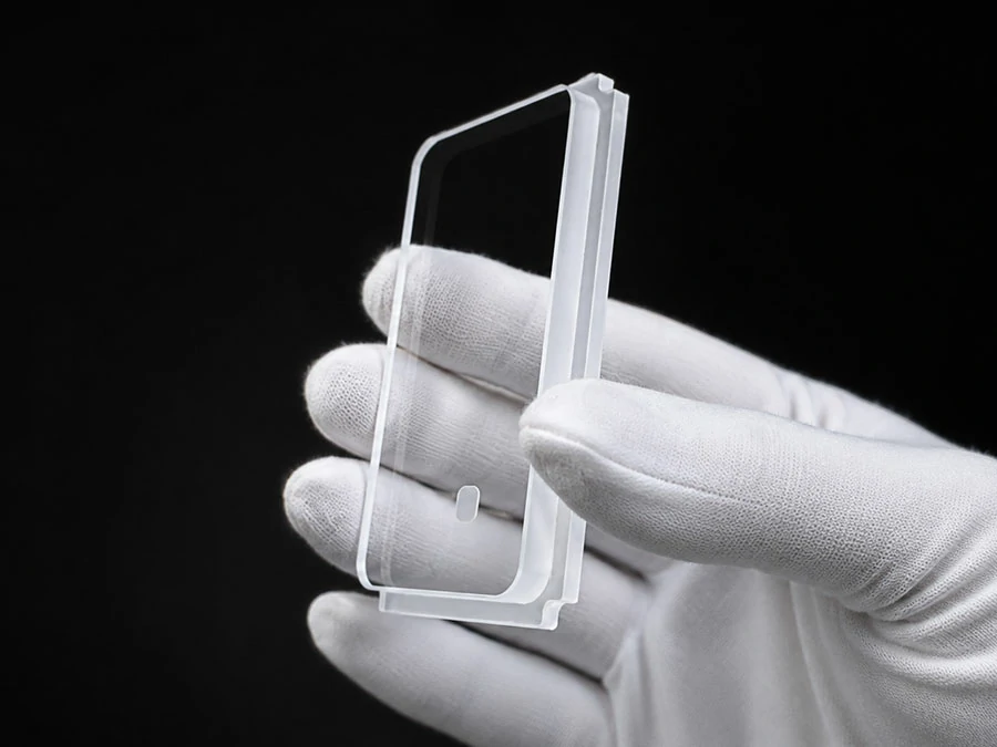 Custom stepped glass edge profile and recessed machining