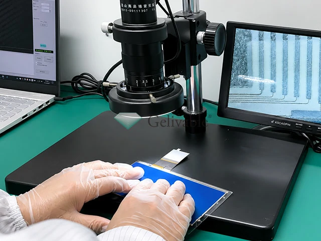 Microscopic inspection after touch panel bonding