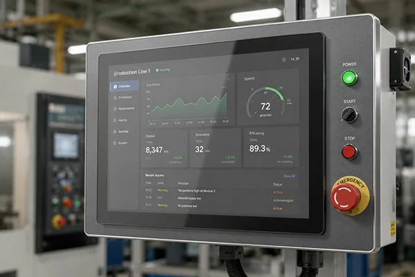 Grey glass for industrial HMI and machine control panels