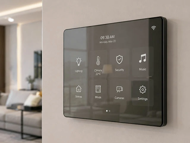 Grey glass for smart home display panels