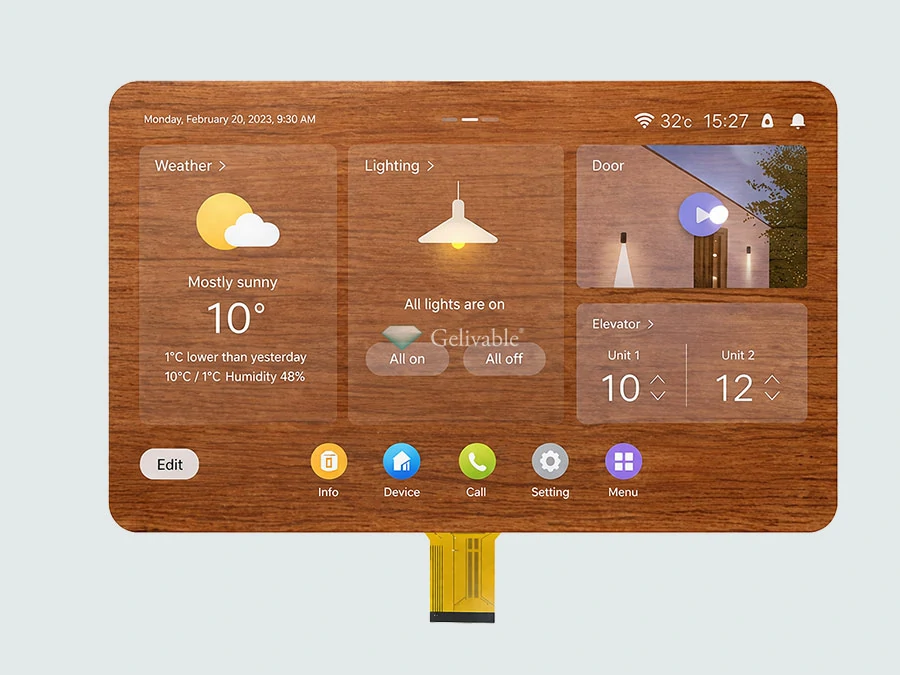 Hidden-display wood grain touch screen glass
