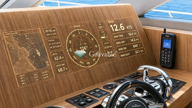Wood-grain concealed display for luxury yacht interiors